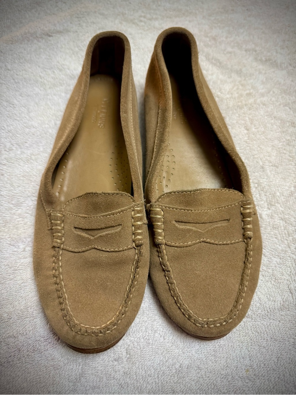 Women’s Suede Penny Loafers in Tan